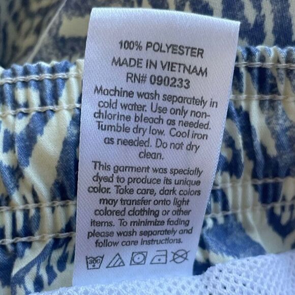 PACSUN Swim Shorts Mens Large Blue Print Mesh Lined Trunks Pockets Drawstring - Picture 11 of 11